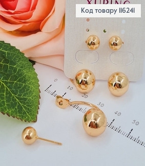 Серьги гвоздики, "ДИОР" с двумя шариками, 3см Xuping 18K 116241 фото