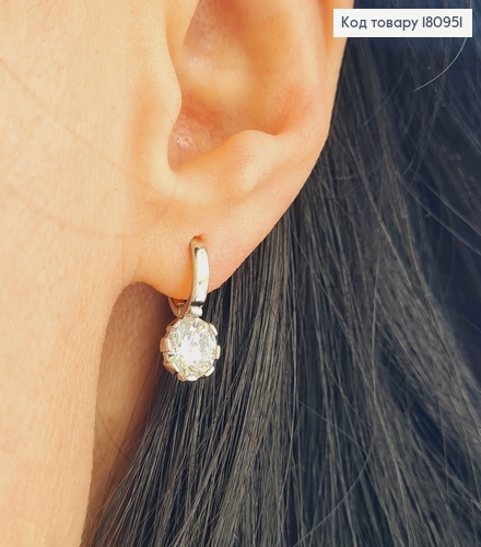 Сережки родовані, з камінцем, англ. заст. 1,5см Xuping  180951 фото 2