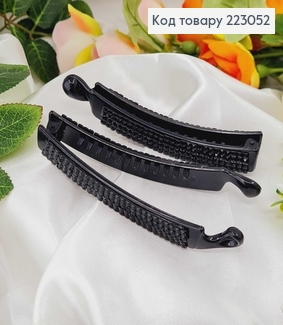 Заколка банан пластик черный со стразами 10,5см  223052 фото