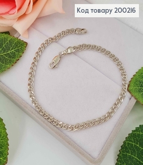 Браслет родований, плетіння Нонна, шир. 3мм, довж. 19см, Xuping  200216 фото