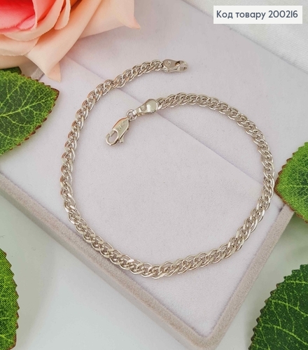 Браслет родований, плетіння Нонна, шир. 3мм, довж. 19см, Xuping  200216 фото 1