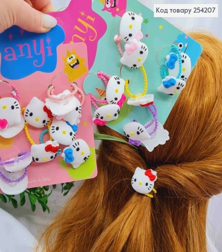 Набор резинок (10шт) "Hello Kitty", Яркие цвета, резинка 3см, котик 3см 254207 фото 1