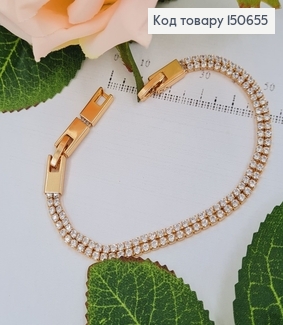 Браслет с камнями в два ряда, длина 16+2см, Xuping 18К 150655 фото