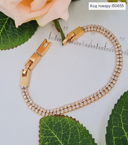 Браслет с камнями в два ряда, длина 16+2см, Xuping 18К 150655 фото 1