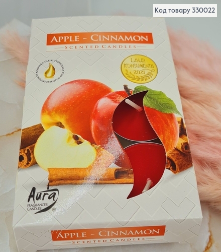 Аромасвічка таблетка BISPOL Яблуко кориця  6 шт/4 годин, 15-87 330022 фото 1