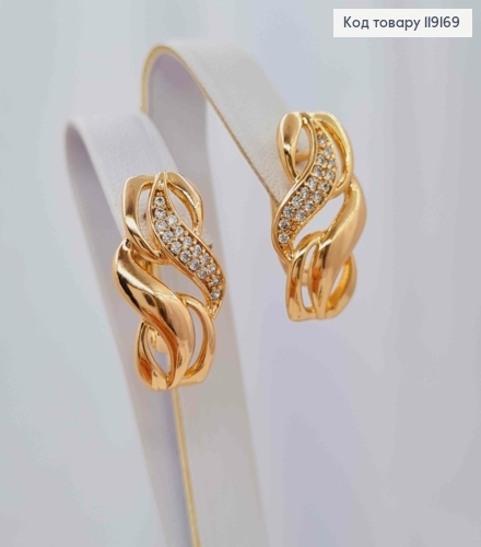 Серьги "Игривые" украшены Блестящими камешками, 1,9см, англ. 119169 фото 1