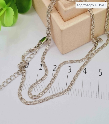 Цепочка родованная Улиточное плетение, ширина 2мм, длина 45+5см, Xuping 190520 фото 1