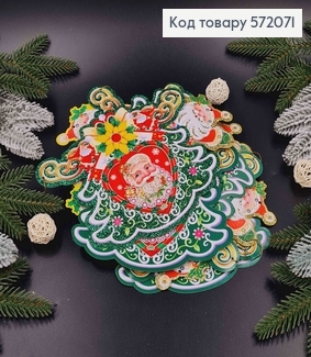 Гірлянда Новорічна, паперова, З Сантою, в зелених тонах, (12елементів) 572071 фото