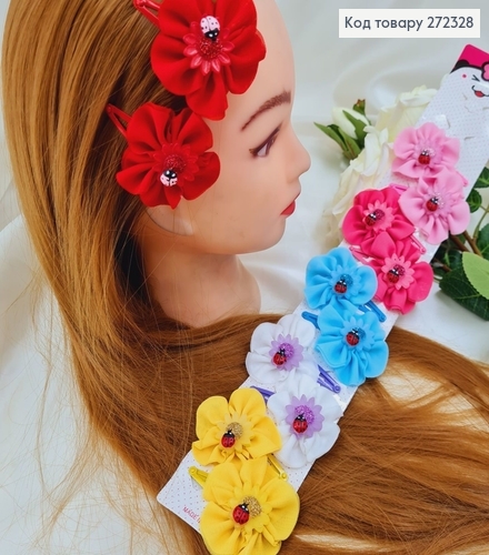 Заколка ток так детская цветочек с фатина 12 шт/уп 272328 фото 2
