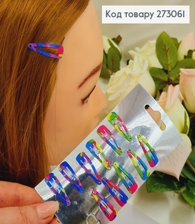 Заколка тік так дитячий кольоровий  в асорт. 12 шт/уп. 273061 фото