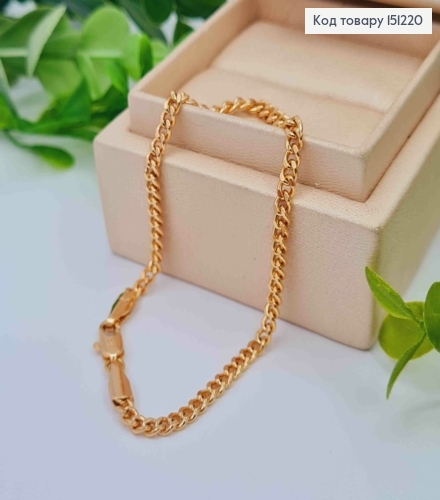 Браслет ПАНЦИРНОЕ ПЛЕТЕНИЕ, ширина 3мм, длина 17см, Xuping 18K 151220 фото 1