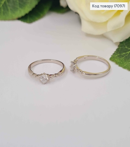 Кольцо родованное, с камешком, Xuping 18K. 170971 фото 1