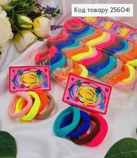 Набор резинок ярких (4шт) микрофибра 5см, качественные, на планшетке в ассортименте. 256041 фото