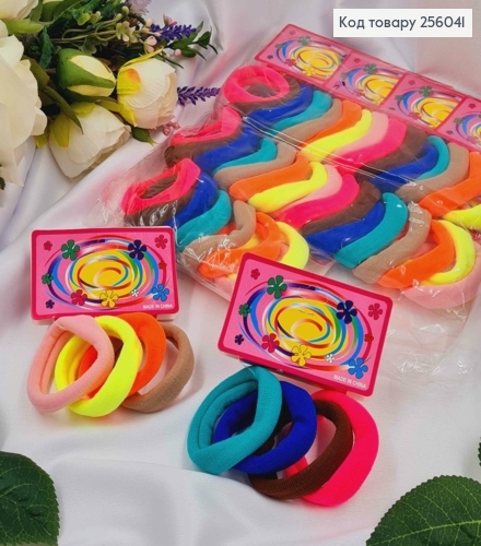 Набор резинок ярких (4шт) микрофибра 5см, качественные, на планшетке в ассортименте. 256041 фото 1