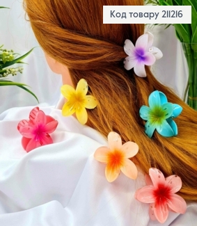 Краб пластик глянцевый "Гавайский Цветок", 6см, Яркие цвета в ассортименте. 211216 фото