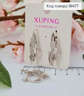 Сережки родовані, "Вогники" з камінцями в один рядок, 2,8см, англ застібка, Xuping 181477 фото