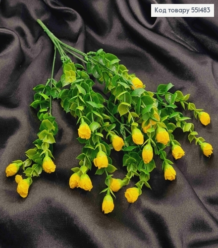 Штучна композиція Міні-Троянди, ЖОВТОГО кольору, 7 гілочок на металевому стержні, висота 35см 551483 фото 1