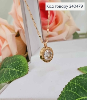 Цепочка, золотого цвета, с подвеской Римские часы с камнем, 42+5см, сталь Stainless Steel 240479 фото