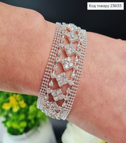 Бижутерия на руку браслет серебрые ромбики 236133 фото 3