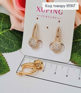 Серьги "Диего" в камешках, 2см, англ. зам. Xuping 18K 115917 фото