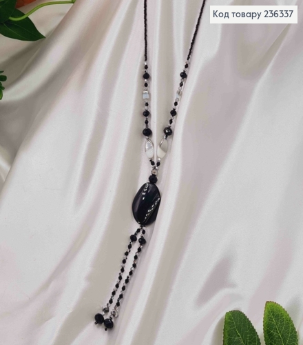 Бижутерия на шею, с бисером и стеклярусом, с овальной пластинкой, дл. 50см 236337 фото 2