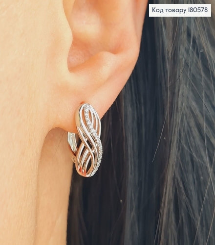 Серьги Бесконечность 2*0,7см (англ.застежка), родированые Xuping 180578 фото 2