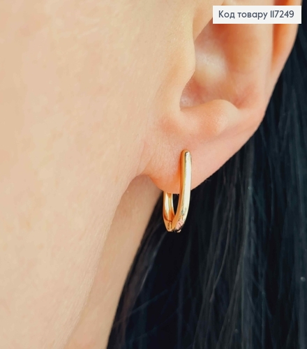 Серьги овальные изысканно ПРОСТЫЕ, высота 1,5см, английская застежка XUPING 18K 117249 фото 2