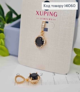 Кулон Черный камень в оправе из камней, 0,9см, Xuping 18К. 141060 фото