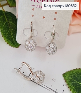 Сережки родовані "Інтелігентні" з камінцями (англ.застібка), 2*1см, Xuping 180832 фото