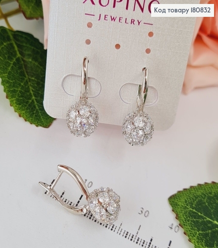 Сережки родовані "Інтелігентні" з камінцями (англ.застібка), 2*1см, Xuping 180832 фото 1