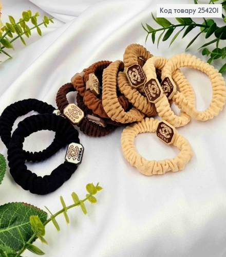 Резинка жатка с брошью ШАНЕЛЬ в камешках, Пастельные цвета в ассортименте, 5,5см 254201 фото 1