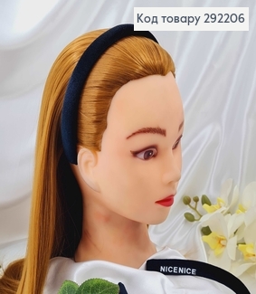 Обруч пластик, м'якенький велюр, ЧОРНИЙ, шир.1,7см.  292206 фото