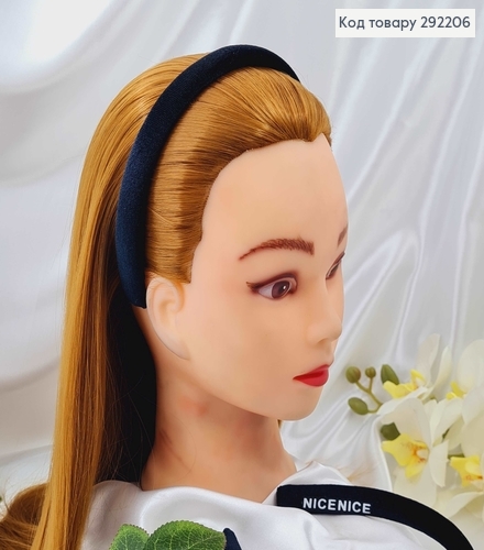 Обруч пластик, мягкий велюр, ЧЕРНЫЙ, шир.1,7см. 292206 фото 1