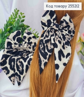 Бант на заколке ЛЕОПАРДовый принт с серым оттенком, размер 13*23см, шитый, УКРАИНА 255212 фото