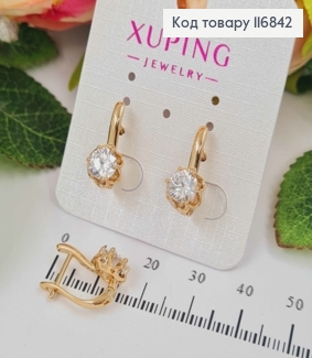 Серьги с камешком на цветочке, 1,6см, англ. зам. Xuping 18K 116842 фото