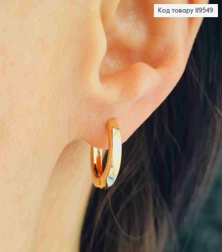 Серьги кольца Классические, ширина 3мм, диаметр 1,6см, Xuping 18K 119549 фото 1