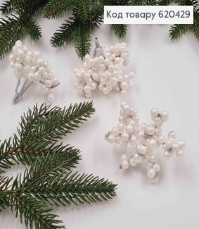 Гілочка горобини, пластик БІЛОГО  кольору (перламутрова) , 6*7см 620429 фото