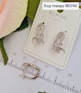 Сережки родированые Двойна Восьмерка (англ.застежка), 1,5*0,5см, Xuping 180744 фото
