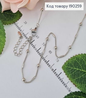 Цепочка родированая, якорное плетение, с шариками, 45+5см Xuping  190259 фото