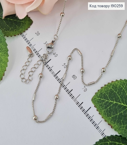 Цепочка родированая, якорное плетение, с шариками, 45+5см Xuping  190259 фото 1