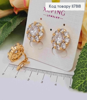 Серьги клипсы, цветочек из блестящих камешков, 1,5см, Xuping 18K 117818 фото