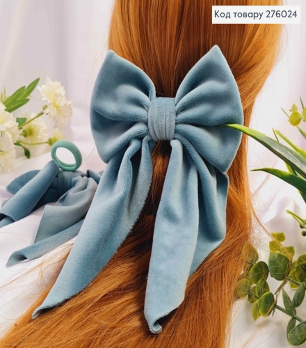 Резинка, БАНТ велюр, цвет МЯТНЫЙ, размер 13*20см, ручная работа, Украина. 276024 фото 1