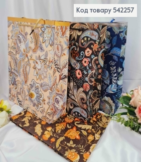 Пакет бумажный расписан цветами, 32*26*10см, цвета в ассортименте. 542257 фото
