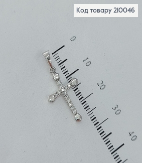 Крестик с камнями 2х1см родироване медзолото Xuping 210046 фото