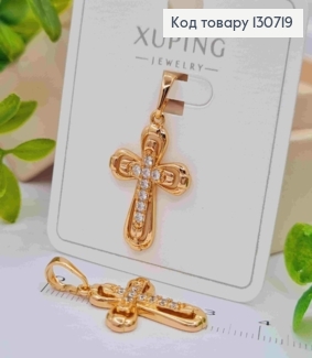 Хрестик прикрашений Блискучими камінцями, розмір 2,4*1,7см,  Xuping 18K 130719 фото