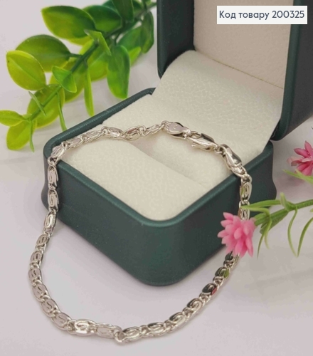 Браслет родований РАВЛИКОВЕ плетіння, довжина 21см, ширина 3мм,  Xuping 200325 фото 1