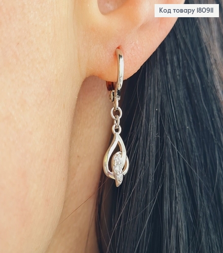 Сережки родовані кільця з підвіскою "Завиток", 2,5*0,7см, Xuping 180911 фото 2