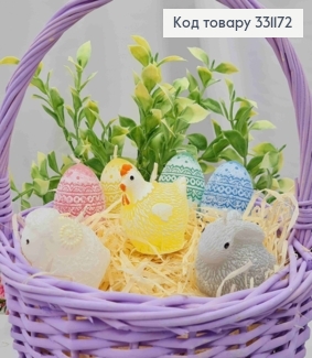 Пасхальные-декоративные свечи "Курочка-Зайка-Баранчик-Яйцо" в ассорт.,35гр/2,5часа, Bartek candles 331172 фото