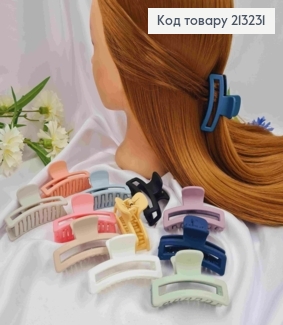 Краб пластик, матовый, прямоугольный дугой, 6,5см, цвета в ассортименте. 213231 фото