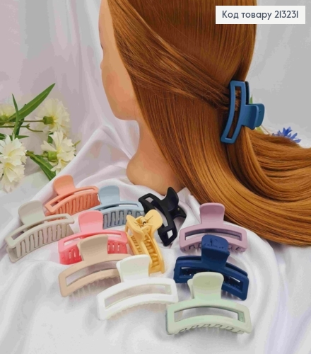 Краб пластик, матовый, прямоугольный дугой, 6,5см, цвета в ассортименте. 213231 фото 1